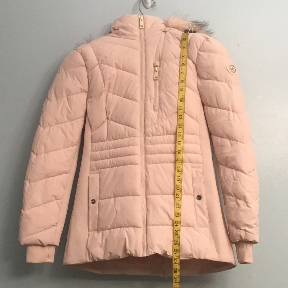 Michael Kors Pink Quilted Puffer Jacket with High Collar